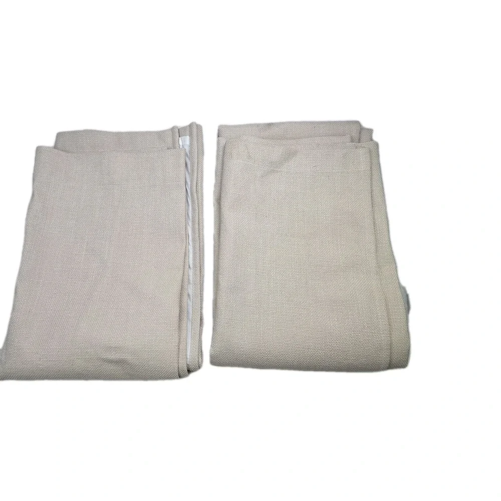 2 Ballard Designs Textured Linen Blend Lined Drapery Curtain Panels Ivory 53x84‎
